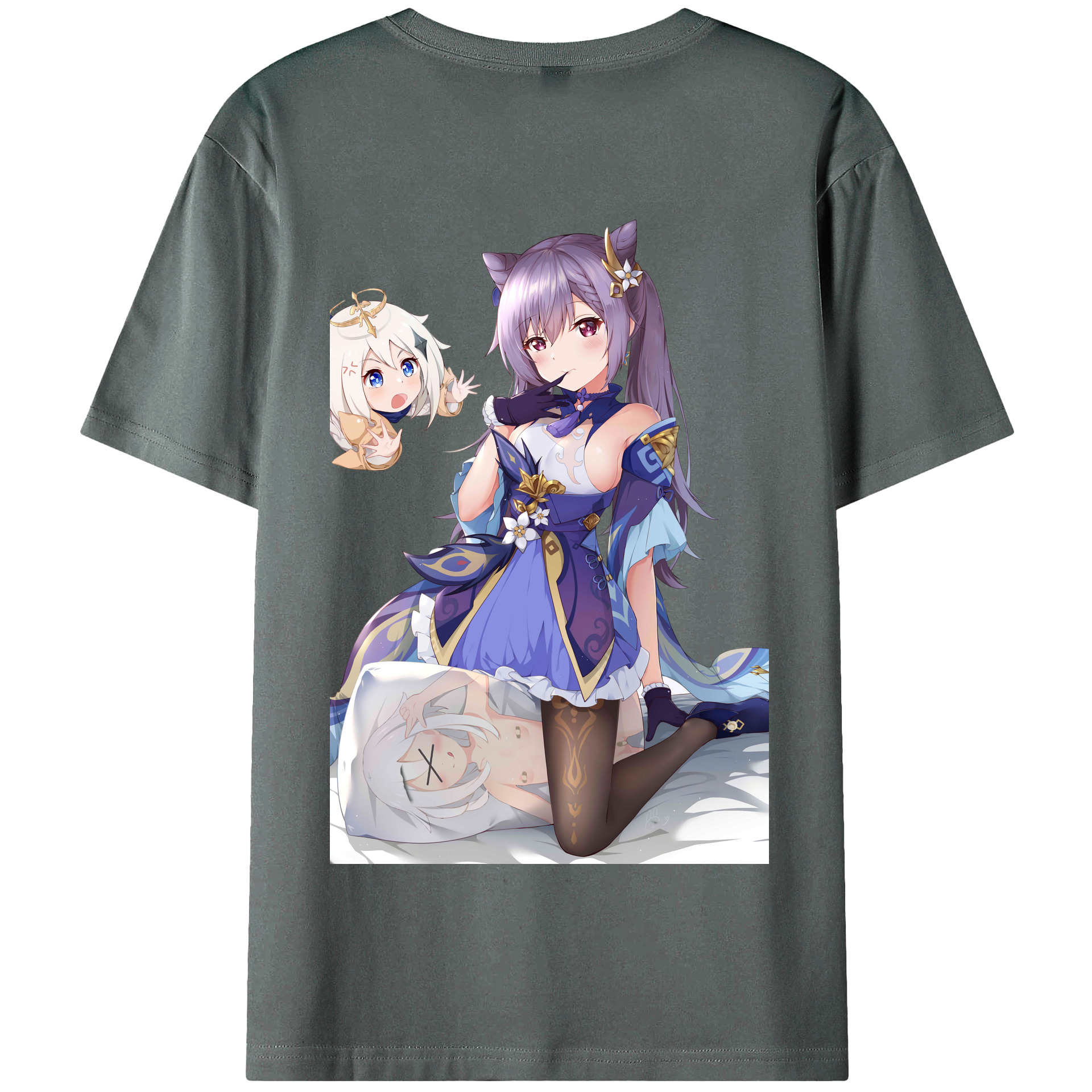 げんし神 刻晴 こくせい genshin Kokusei 綿100％半袖Tシャツ（背面プリント）